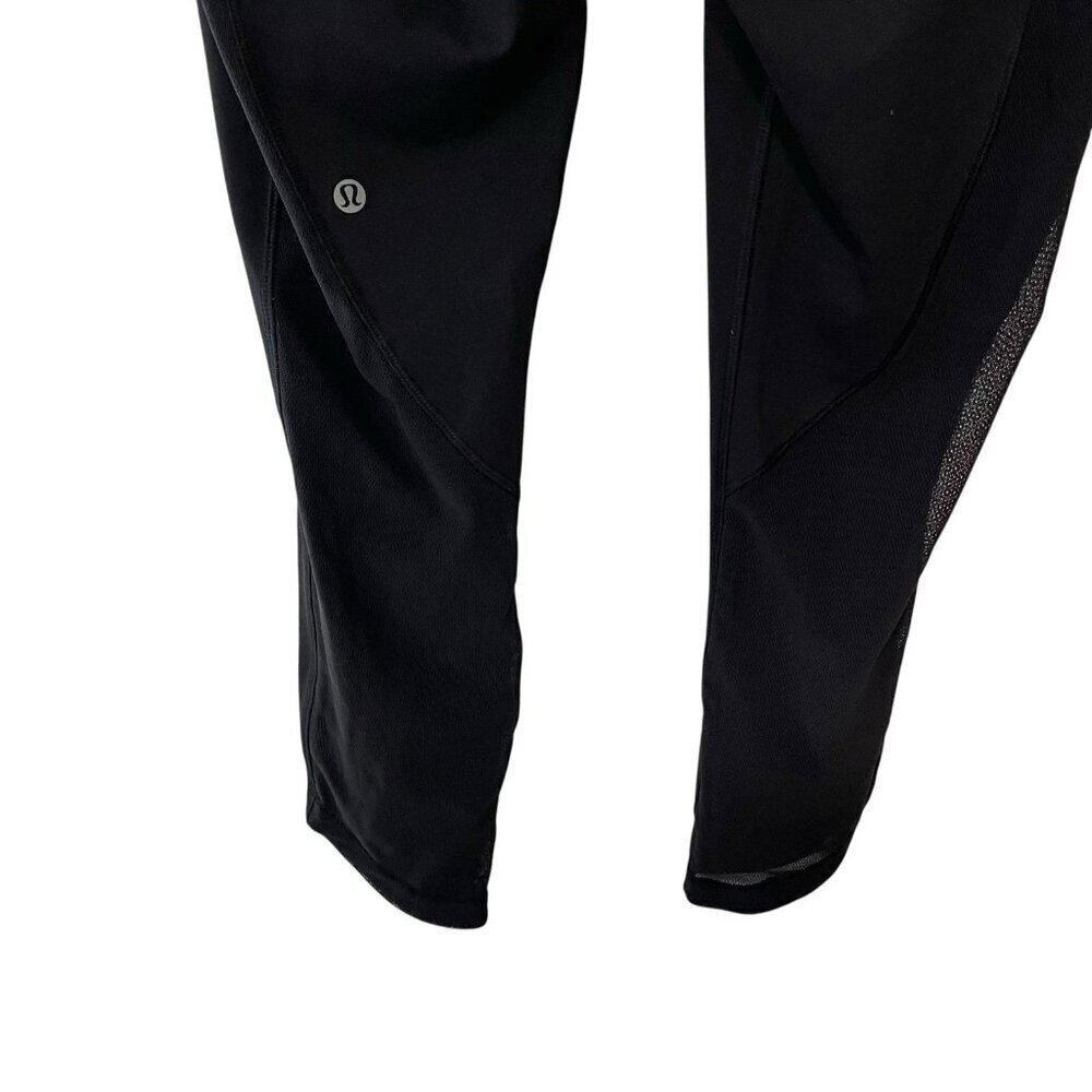 Lululemon Black Mesh Crop Athletic Running Yoga Leggings Women's Size 6 - Picture 5 of 10